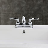 Royale Double-Handle 3-Hole Deck Mount 4-Inch Centerset Bathroom Faucet with Pop-Up Drain