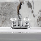 Restoration Two-Handle 3-Hole Deck Mount 4" Centerset Bathroom Faucet with Plastic Pop-Up