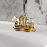 Restoration Double-Handle 3-Hole Deck Mount 4-Inch Centerset Bathroom Faucet with Pop-Up Drain