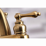 Restoration Double-Handle 3-Hole Deck Mount 4-Inch Centerset Bathroom Faucet with Pop-Up Drain