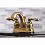Restoration Double-Handle 3-Hole Deck Mount 4-Inch Centerset Bathroom Faucet with Pop-Up Drain