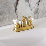 Restoration Double-Handle 3-Hole Deck Mount 4-Inch Centerset Bathroom Faucet with Pop-Up Drain