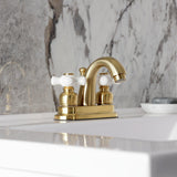 Restoration Double-Handle 3-Hole Deck Mount 4-Inch Centerset Bathroom Faucet with Pop-Up Drain