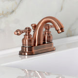 Restoration Double-Handle 3-Hole Deck Mount 4-Inch Centerset Bathroom Faucet with Pop-Up Drain