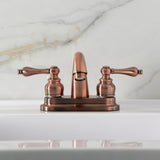 Restoration Double-Handle 3-Hole Deck Mount 4-Inch Centerset Bathroom Faucet with Pop-Up Drain