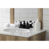 Restoration Double-Handle 3-Hole Deck Mount 4-Inch Centerset Bathroom Faucet with Pop-Up Drain