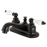 Restoration Double-Handle 3-Hole Deck Mount 4-Inch Centerset Bathroom Faucet with Pop-Up Drain