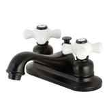 Restoration Double-Handle 3-Hole Deck Mount 4-Inch Centerset Bathroom Faucet with Pop-Up Drain