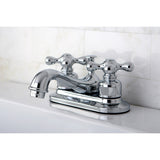 Restoration Double-Handle 3-Hole Deck Mount 4-Inch Centerset Bathroom Faucet with Pop-Up Drain