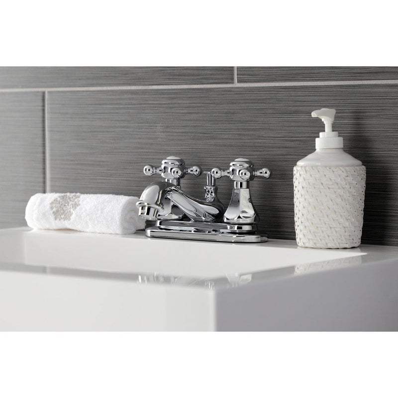 Metropolitan Double-Handle 3-Hole Deck Mount 4-Inch Centerset Bathroom Faucet with Pop-Up Drain