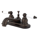 Restoration Double-Handle 3-Hole Deck Mount 4-Inch Centerset Bathroom Faucet with Pop-Up Drain