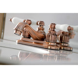 Restoration Double-Handle 3-Hole Deck Mount 4-Inch Centerset Bathroom Faucet with Pop-Up Drain