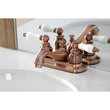 Restoration Double-Handle 3-Hole Deck Mount 4-Inch Centerset Bathroom Faucet with Pop-Up Drain