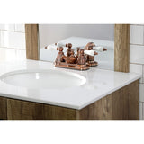 Restoration Double-Handle 3-Hole Deck Mount 4-Inch Centerset Bathroom Faucet with Pop-Up Drain