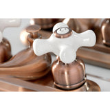 Restoration Double-Handle 3-Hole Deck Mount 4-Inch Centerset Bathroom Faucet with Pop-Up Drain