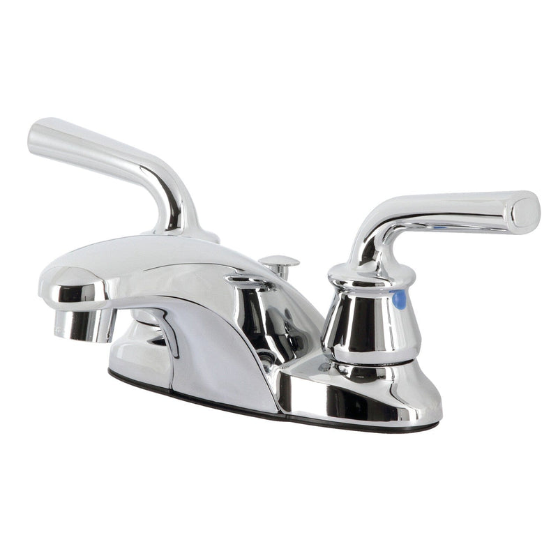 Restoration Double-Handle 3-Hole Deck Mount 4-Inch Centerset Bathroom Faucet with Brass Pop-Up