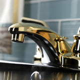 Restoration Double-Handle 3-Hole Deck Mount 4-Inch Centerset Bathroom Faucet with Brass Pop-Up
