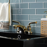 Restoration Double-Handle 3-Hole Deck Mount 4-Inch Centerset Bathroom Faucet with Brass Pop-Up