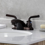 Restoration Double-Handle 3-Hole Deck Mount 4-Inch Centerset Bathroom Faucet with Brass Pop-Up