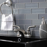 Restoration Double-Handle 3-Hole Deck Mount 4-Inch Centerset Bathroom Faucet with Brass Pop-Up