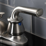 Restoration Double-Handle 3-Hole Deck Mount 4-Inch Centerset Bathroom Faucet with Brass Pop-Up