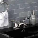 Restoration Double-Handle 3-Hole Deck Mount 4-Inch Centerset Bathroom Faucet with Brass Pop-Up