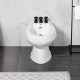 Concord Three-Handle Deck Mount Vertical Spray Bidet Faucet with Brass Pop-Up