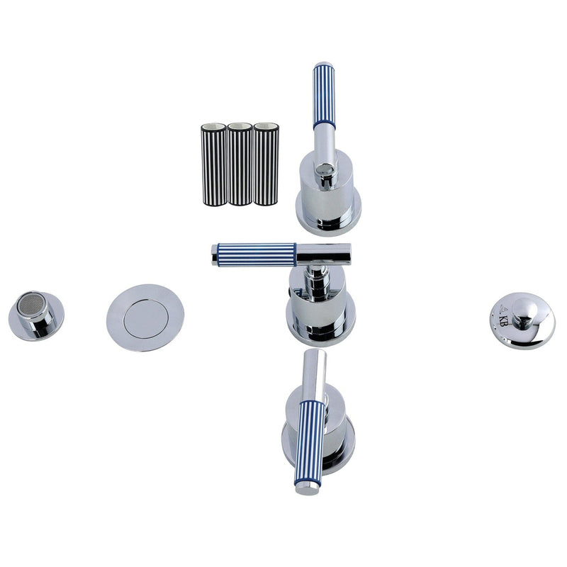 Verona Three-Handle Bidet Faucet with Knurled Handle and Brass Pop-Up