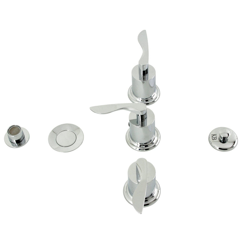 Serena Three-Handle Deck Mount Vertical Spray Bidet Faucet with Brass Pop-Up