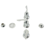 Serena Three-Handle Deck Mount Vertical Spray Bidet Faucet with Brass Pop-Up