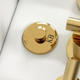 Convergent Three-Handle Deck Mount Bidet Faucet with Knurled Handle and Brass Pop-Up