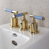 Verona Three-Handle Bidet Faucet with Knurled Handle and Brass Pop-Up
