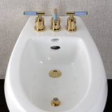 Verona Three-Handle Bidet Faucet with Knurled Handle and Brass Pop-Up