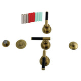 Kaiser Three-Handle Deck Mount Vertical Spray Bidet Faucet with Brass Pop-Up
