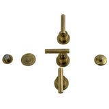 Manhattan Three-Handle Deck Mount Vertical Spray Bidet Faucet with Brass Pop-Up