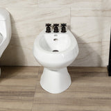 Concord Three-Handle Deck Mount Vertical Spray Bidet Faucet with Brass Pop-Up