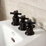 Concord Three-Handle Deck Mount Vertical Spray Bidet Faucet with Brass Pop-Up