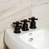 Concord Three-Handle Deck Mount Vertical Spray Bidet Faucet with Brass Pop-Up