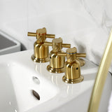 Concord Three-Handle Deck Mount Vertical Spray Bidet Faucet with Brass Pop-Up
