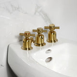 Concord Three-Handle Deck Mount Vertical Spray Bidet Faucet with Brass Pop-Up