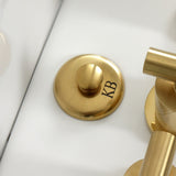 Convergent Three-Handle Deck Mount Bidet Faucet with Knurled Handle and Brass Pop-Up