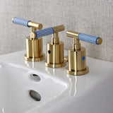 Verona Three-Handle Bidet Faucet with Knurled Handle and Brass Pop-Up