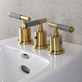 Verona Three-Handle Bidet Faucet with Knurled Handle and Brass Pop-Up