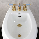 Verona Three-Handle Bidet Faucet with Knurled Handle and Brass Pop-Up