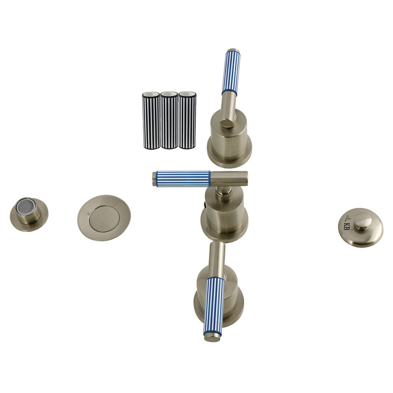 Verona Three-Handle Bidet Faucet with Knurled Handle and Brass Pop-Up