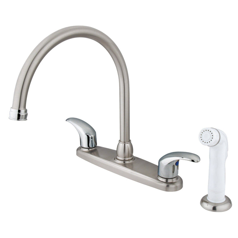 Legacy Two-Handle 4-Hole 8" Centerset Kitchen Faucet with Side Sprayer