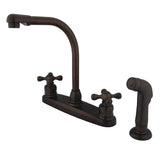 Victorian Two-Handle 4-Hole 8" Centerset Kitchen Faucet with Side Sprayer
