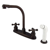Victorian Two-Handle 4-Hole 8" Centerset Kitchen Faucet with Side Sprayer