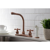 Victorian Two-Handle 4-Hole 8" Centerset Kitchen Faucet with Side Sprayer
