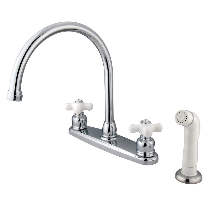 Vintage Two-Handle 4-Hole 8" Centerset Kitchen Faucet with Side Sprayer